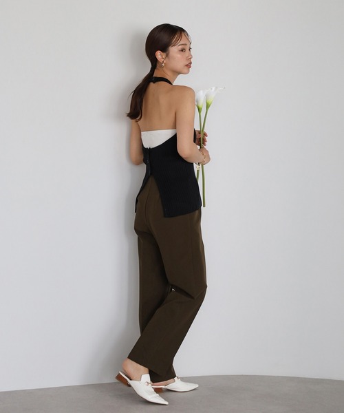 セール】back open halterneck knit tank top / バックオープン