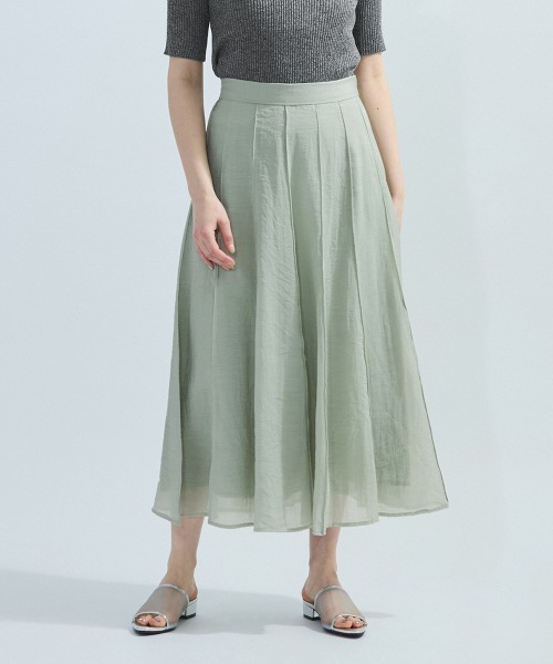 ketty（ケティ）の「シアーパネルフレアスカート≪手洗い可能≫（スカート・レディース・チャコールグレー/グリーン・M）」の2枚目の写真