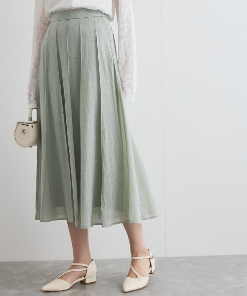ketty（ケティ）の「シアーパネルフレアスカート≪手洗い可能≫（スカート・レディース・チャコールグレー/グリーン・M）」の9枚目の写真