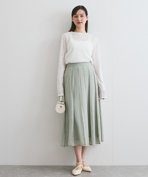 ketty（ケティ）の「シアーパネルフレアスカート≪手洗い可能≫（スカート・レディース・チャコールグレー/グリーン・M）」の8枚目の写真