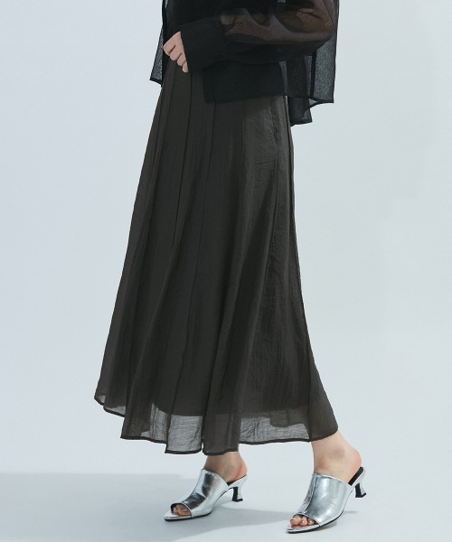 ketty（ケティ）の「シアーパネルフレアスカート≪手洗い可能≫（スカート・レディース・チャコールグレー/グリーン・M）」の4枚目の写真