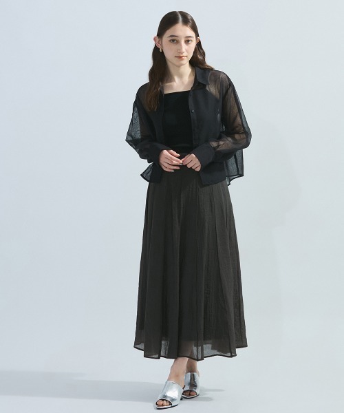 ketty（ケティ）の「シアーパネルフレアスカート≪手洗い可能≫（スカート・レディース・チャコールグレー/グリーン・M）」の3枚目の写真