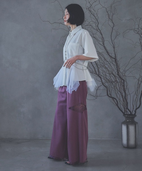 接触冷感/ポイントレースキリカエワイドパンツ(HARE)（その他パンツ