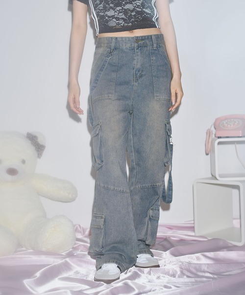 MSGirl(エムエスジーガール)の「ルーズシルエットカーゴデニムパンツ(デニムパンツ・レディース・ブルー・S/M/L)」の19枚目の写真