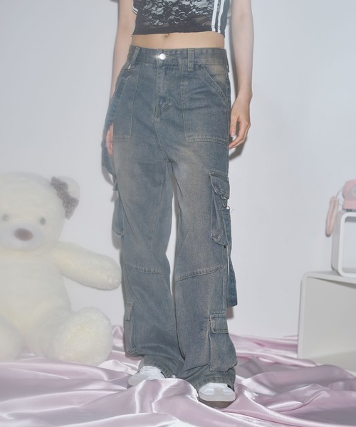 MSGirl(エムエスジーガール)の「ルーズシルエットカーゴデニムパンツ(デニムパンツ・レディース・ブルー・S/M/L)」の20枚目の写真