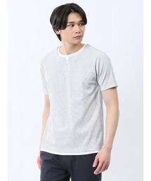 【ストレッチ 吸水速乾】タカキュー メランジポンチ キーネック 半袖 Tシャツ