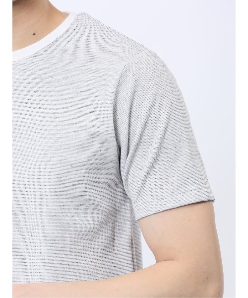 TAKA-Q（タカキュー）の「【ストレッチ 吸水速乾】タカキュー メランジポンチ キーネック 半袖 Tシャツ（Tシャツ/カットソー・メンズ・ライトグレー/ネイビー・MEDIUM/LARGE/X-LARGE）」の11枚目の写真