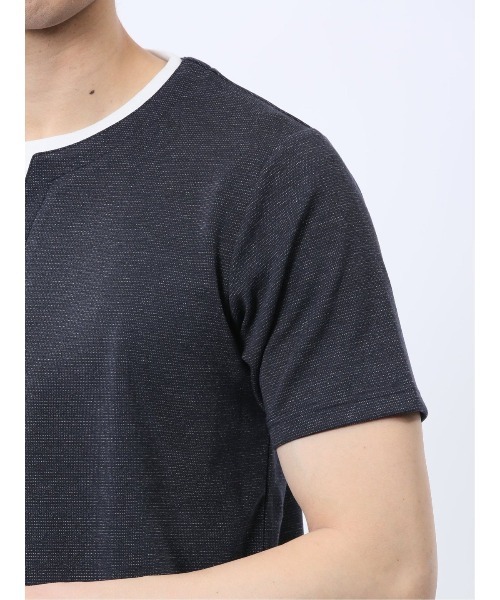 TAKA-Q（タカキュー）の「【ストレッチ 吸水速乾】タカキュー メランジポンチ キーネック 半袖 Tシャツ（Tシャツ/カットソー・メンズ・ライトグレー/ネイビー・MEDIUM/LARGE/X-LARGE）」の20枚目の写真