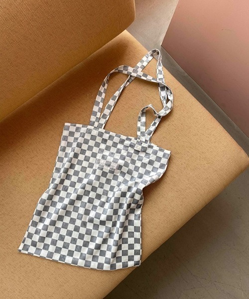 HONEY MI HONEY(ハニーミーハニー)の「block check totebag(トートバッグ・レディース・ブラック/ブルーグレー/ライトグリーン・FREE)」の3枚目の写真