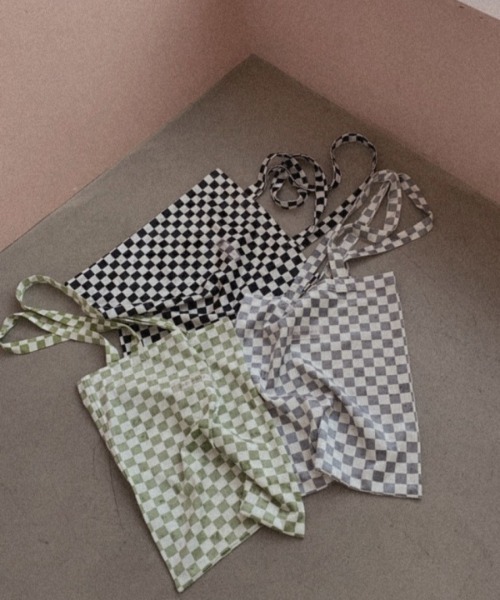 HONEY MI HONEY(ハニーミーハニー)の「block check totebag(トートバッグ・レディース・ブラック/ブルーグレー/ライトグリーン・FREE)」の4枚目の写真