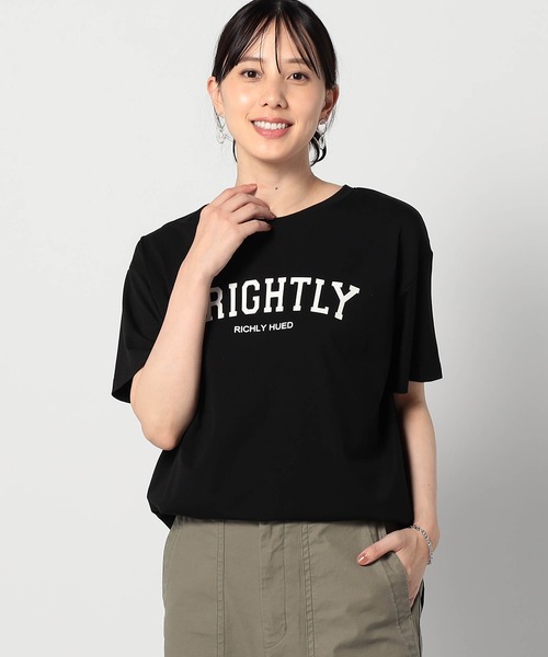 Grand PARK（グランドパーク）の「接触冷感 フロッキーロゴ Ｔシャツ（Tシャツ/カットソー・レディース・ホワイト/グレー/ブラック/ベージュ・FREE）」の2枚目の写真