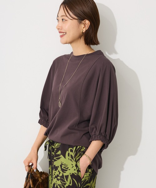 CRAFT STANDARD BOUTIQUE（クラフトスタンダードブティック）の「接触冷感/UVカット スクエアボリュームスリーブプルオーバー（Tシャツ/カットソー・レディース・ブラウン/ホワイト/ブラック・FREE）」の3枚目の写真