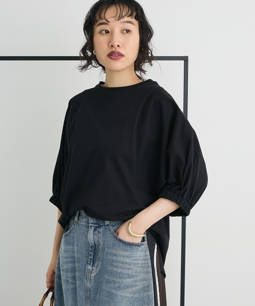 CRAFT STANDARD BOUTIQUE（クラフトスタンダードブティック）の「接触冷感/UVカット スクエアボリュームスリーブプルオーバー（Tシャツ/カットソー・レディース・ブラウン/ホワイト/ブラック・FREE）」の2枚目の写真