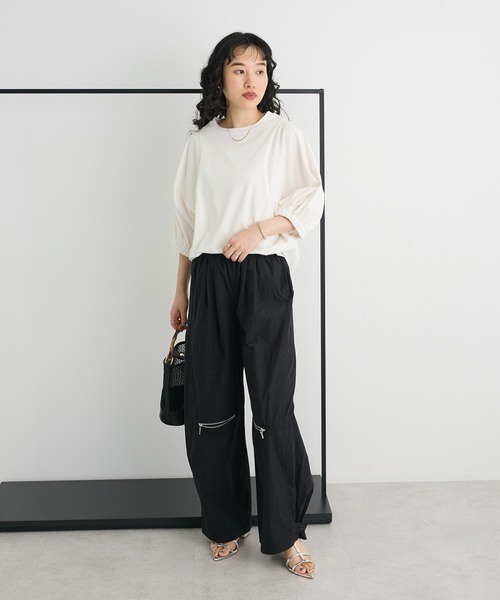 CRAFT STANDARD BOUTIQUE（クラフトスタンダードブティック）の「接触冷感/UVカット スクエアボリュームスリーブプルオーバー（Tシャツ/カットソー・レディース・ブラウン/ホワイト/ブラック・FREE）」の6枚目の写真