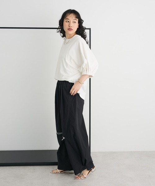 CRAFT STANDARD BOUTIQUE（クラフトスタンダードブティック）の「接触冷感/UVカット スクエアボリュームスリーブプルオーバー（Tシャツ/カットソー・レディース・ブラウン/ホワイト/ブラック・FREE）」の7枚目の写真