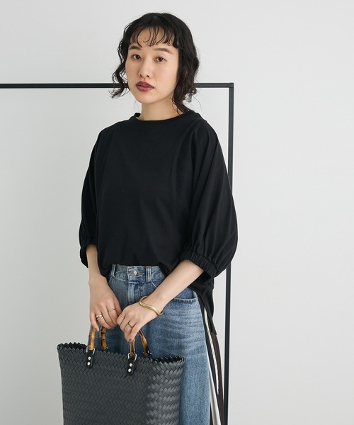 CRAFT STANDARD BOUTIQUE（クラフトスタンダードブティック）の「接触冷感/UVカット スクエアボリュームスリーブプルオーバー（Tシャツ/カットソー・レディース・ブラウン/ホワイト/ブラック・FREE）」の10枚目の写真