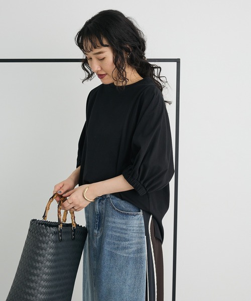 CRAFT STANDARD BOUTIQUE（クラフトスタンダードブティック）の「接触冷感/UVカット スクエアボリュームスリーブプルオーバー（Tシャツ/カットソー・レディース・ブラウン/ホワイト/ブラック・FREE）」の11枚目の写真