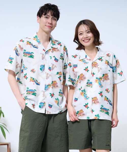 Arnold Palmer（アーノルドパーマー）の「イージーケア シェア アロハシャツ（シャツ/ブラウス・レディース・ネイビー/アイボリー・L/M/S/LL/XS）」の2枚目の写真