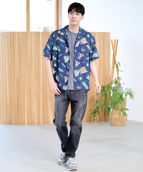 Arnold Palmer（アーノルドパーマー）の「イージーケア シェア アロハシャツ（シャツ/ブラウス・レディース・ネイビー/アイボリー・L/M/S/LL/XS）」の4枚目の写真