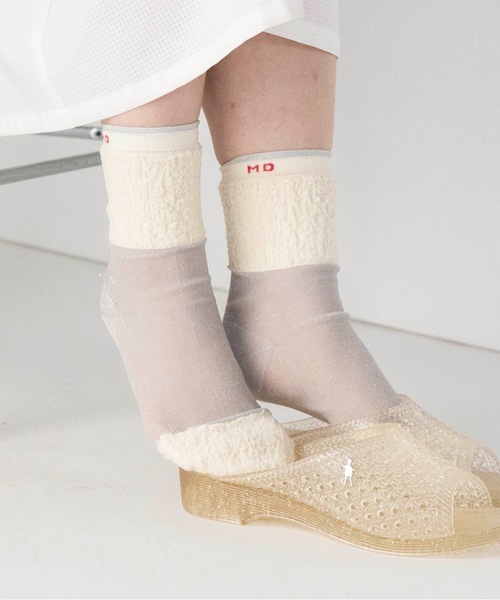 mintdesigns（ミントデザインズ）の「POODLE SOCKS（ソックス/靴下・レディース・ブルー/ネイビー/ホワイト/ピンク・M）」の2枚目の写真