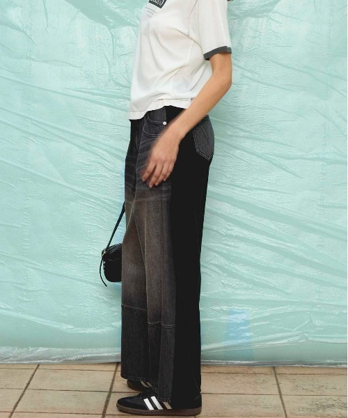 MAISON SPECIAL(メゾンスペシャル)の「Cut Docking Curve Denim Pants/カットドッキングカーブデニム(デニムパンツ・レディース・ブラック/ブルー・36/38)」の13枚目の写真