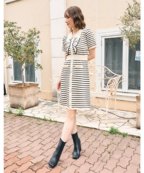 ANAP（アナップ）の「リボン ニットミニワンピース（ワンピース・レディース・アイボリー・FREE）」の3枚目の写真