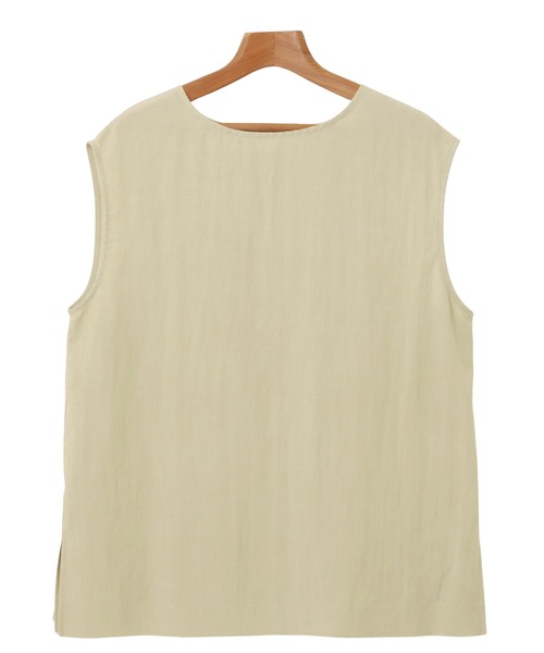 リネンブレンドノースリーブトップス（シャツ/ブラウス）｜evernavy