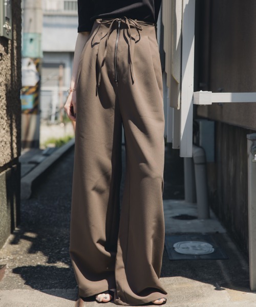 slattgir（スラットジール）の「高身長　リボン付ハイウエストタックワイドパンツ（トールサイズ）Essenave（その他パンツ・レディース・モカ/アイボリー・T3L/TLL/TM/TL）」の12枚目の写真