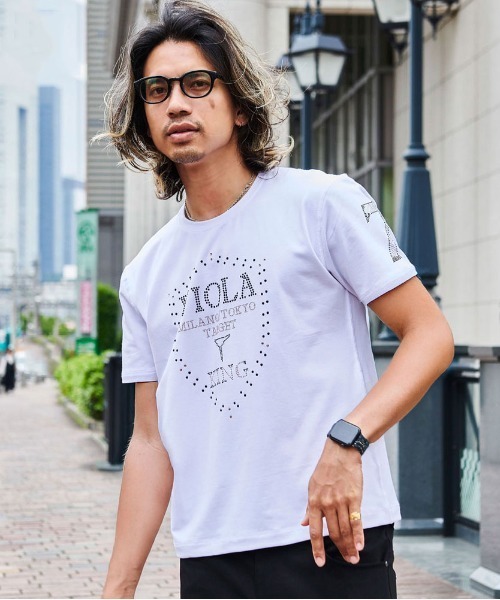 VIOLA（ヴィオラ）の「『VIOLA rumore/ヴィオラ ルモーレ』裏使いクルー半袖Tシャツ（Tシャツ/カットソー・メンズ・ブラック/オレンジ/ホワイト・XL/L/M）」の2枚目の写真