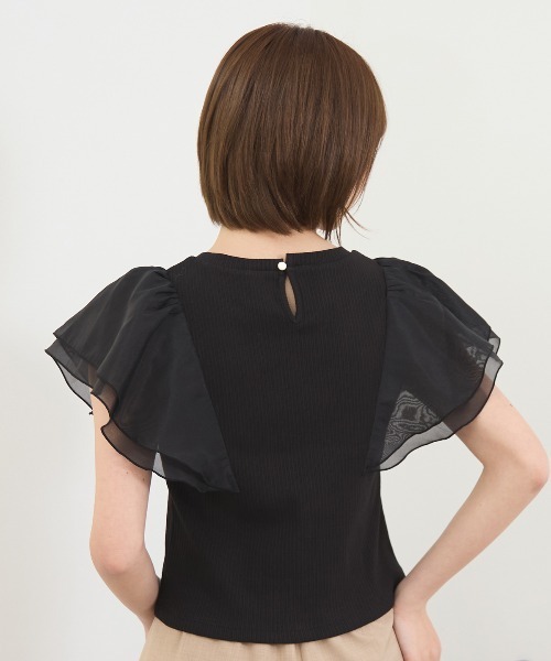 REDYAZEL（レディアゼル）の「シアーフレアスリーブリブカットソー（Tシャツ/カットソー・レディース・ホワイト/ボルドー/イエロー/ブラック・FREE）」の14枚目の写真