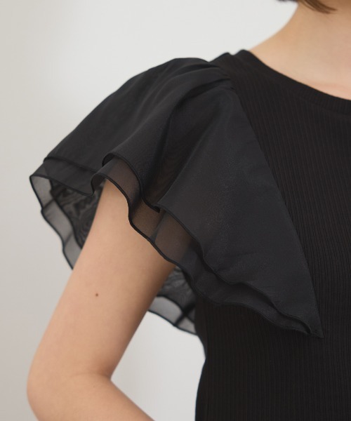 REDYAZEL（レディアゼル）の「シアーフレアスリーブリブカットソー（Tシャツ/カットソー・レディース・ホワイト/ボルドー/イエロー/ブラック・FREE）」の15枚目の写真