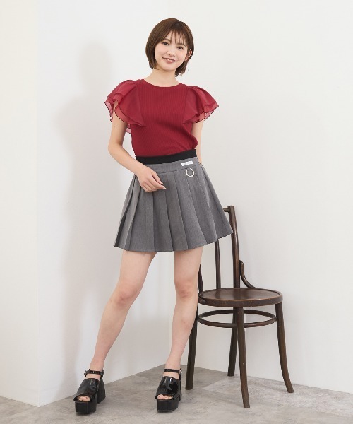 REDYAZEL（レディアゼル）の「シアーフレアスリーブリブカットソー（Tシャツ/カットソー・レディース・ホワイト/ボルドー/イエロー/ブラック・FREE）」の5枚目の写真