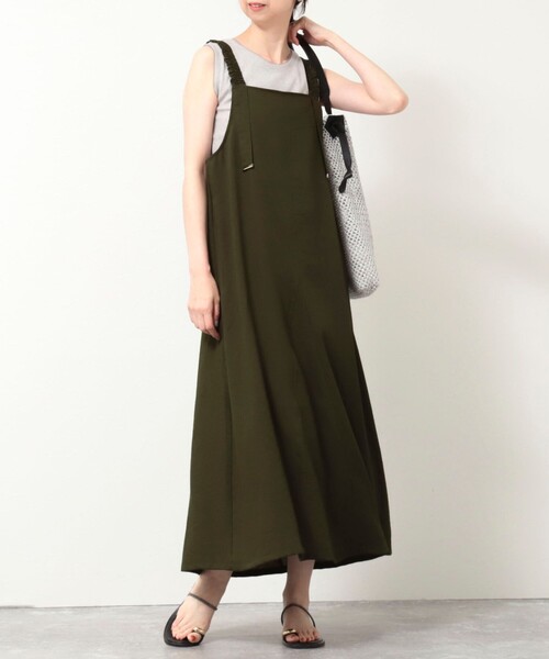 MICO COULIER(ミコクリエ)の「シャーリングストラップキャミワンピース(ワンピース・レディース・オリーブ/ブラック・38)」の2枚目の写真