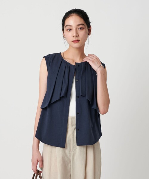 高級ダッフル ユナイテッド アローズ ミッドナイトブルー 38 秋冬 81 セール】【WEB限定】ラッフル ノースリーブプルオーバー