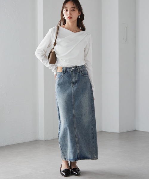 RANAN（ラナン）の「［26SS新色追加］2WAYドレープオフショルリブロンT（Tシャツ/カットソー・レディース・ブラック/その他/チャコールグレー/ホワイト/レッド/アイボリー/ライトピンク・M/L/LL）」の9枚目の写真