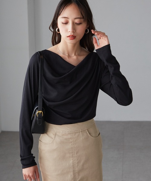 RANAN（ラナン）の「［26SS新色追加］2WAYドレープオフショルリブロンT（Tシャツ/カットソー・レディース・ブラック/その他/チャコールグレー/ホワイト/レッド/アイボリー/ライトピンク・M/L/LL）」の10枚目の写真