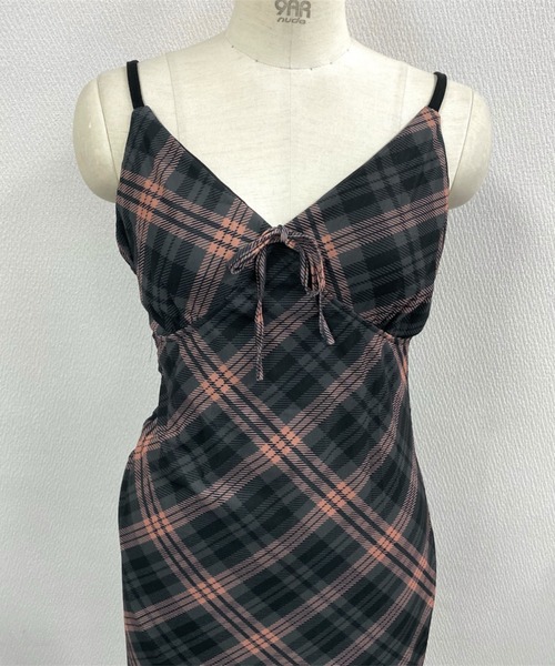 【ライアン✨】定価 46,200円❤️ダイアグラム✨サイズ36✨ワンピース セール】バイアスチェック柄胸リボンキャミワンピース