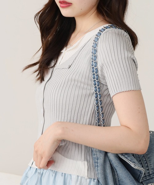 ROOPTOKYO(ループトウキョウ)の「ニット レイヤードリブトップス 秋物 秋服 2026年秋冬(Tシャツ/カットソー・レディース・グレー/ホワイト/ブラック/ブルー・FREE)」の14枚目の写真