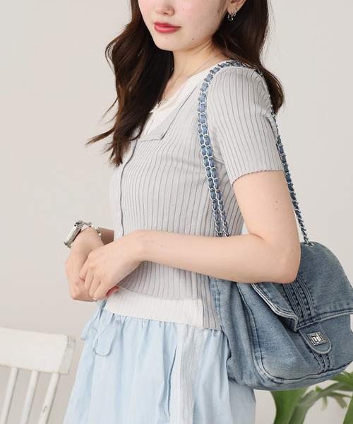 ROOPTOKYO(ループトウキョウ)の「ニット レイヤードリブトップス 秋物 秋服 2026年秋冬(Tシャツ/カットソー・レディース・グレー/ホワイト/ブラック/ブルー・FREE)」の15枚目の写真