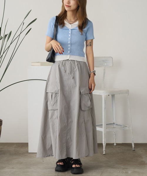 ROOPTOKYO(ループトウキョウ)の「ニット レイヤードリブトップス 秋物 秋服 2026年秋冬(Tシャツ/カットソー・レディース・グレー/ホワイト/ブラック/ブルー・FREE)」の22枚目の写真