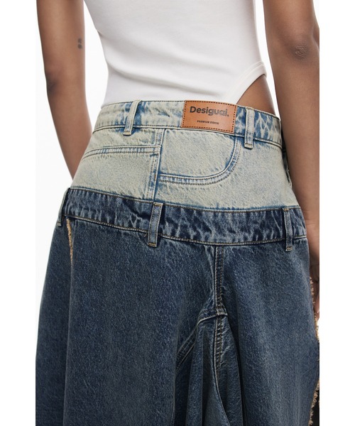 Desigual（デシグアル）の「パンツ風デザイン レイヤード デニムロングスカート（デニムスカート・レディース・ブルー・XL/L/M/S/XS）」の3枚目の写真