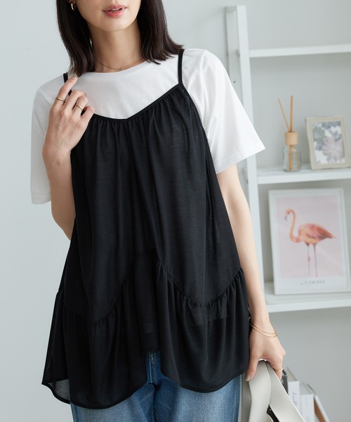 BELLUNA PLUS(ベルーナ)の「変形ギャザーデザインキャミアンサンブル(アンサンブル・レディース・ブラック/ベージュ・MEDIUM/LARGE/X-LARGE)」の6枚目の写真