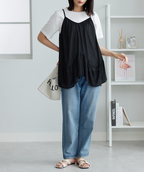 BELLUNA PLUS(ベルーナ)の「変形ギャザーデザインキャミアンサンブル(アンサンブル・レディース・ブラック/ベージュ・MEDIUM/LARGE/X-LARGE)」の8枚目の写真