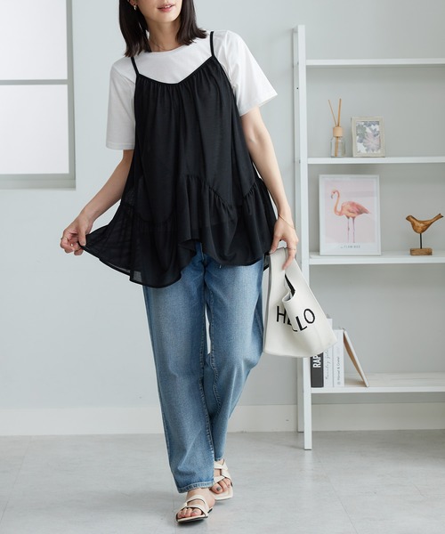 BELLUNA PLUS(ベルーナ)の「変形ギャザーデザインキャミアンサンブル(アンサンブル・レディース・ブラック/ベージュ・MEDIUM/LARGE/X-LARGE)」の9枚目の写真