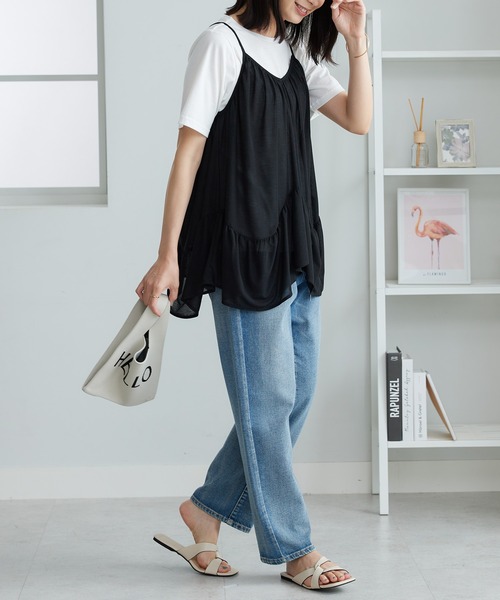 BELLUNA PLUS(ベルーナ)の「変形ギャザーデザインキャミアンサンブル(アンサンブル・レディース・ブラック/ベージュ・MEDIUM/LARGE/X-LARGE)」の10枚目の写真