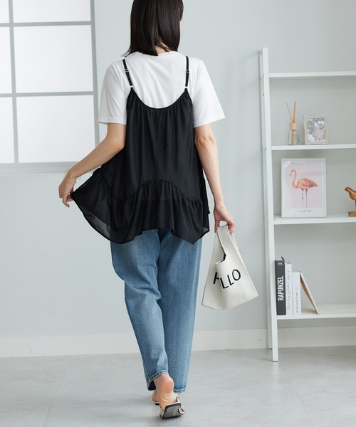 BELLUNA PLUS(ベルーナ)の「変形ギャザーデザインキャミアンサンブル(アンサンブル・レディース・ブラック/ベージュ・MEDIUM/LARGE/X-LARGE)」の11枚目の写真