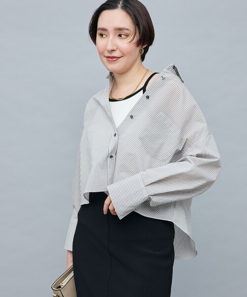 NOLLEY’S Sophi(ノーリーズソフィ)の「エアリーショートシャツ(シャツ/ブラウス・レディース・ホワイト/ベージュ系その他3/ブルー系その他3・38)」の2枚目の写真