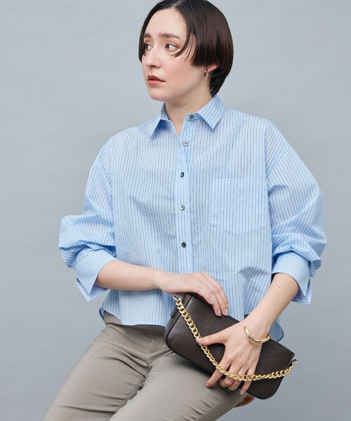 NOLLEY’S Sophi(ノーリーズソフィ)の「エアリーショートシャツ(シャツ/ブラウス・レディース・ホワイト/ベージュ系その他3/ブルー系その他3・38)」の7枚目の写真