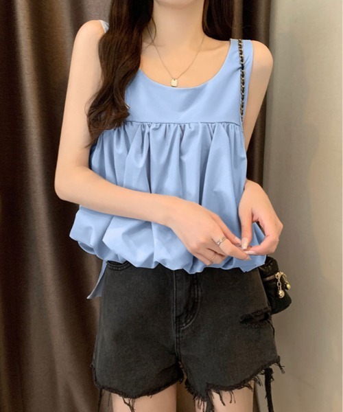 kirakiraShop(キラキラショップ)の「前後 2WAY ビッグ リボン キャミ トップス(タンクトップ・レディース・ホワイト/ブラック/ピンク/ブルー/クリーム・FREE)」の14枚目の写真