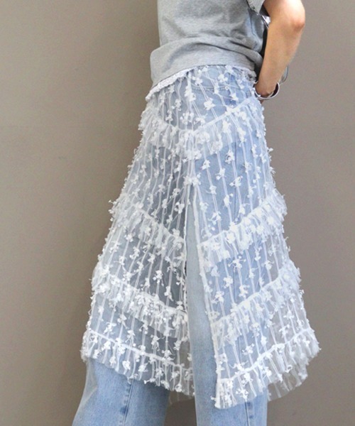 DONOBAN（ドノバン）の「レイヤードレーススカート（スカート・レディース・ホワイト・ONE）」の8枚目の写真